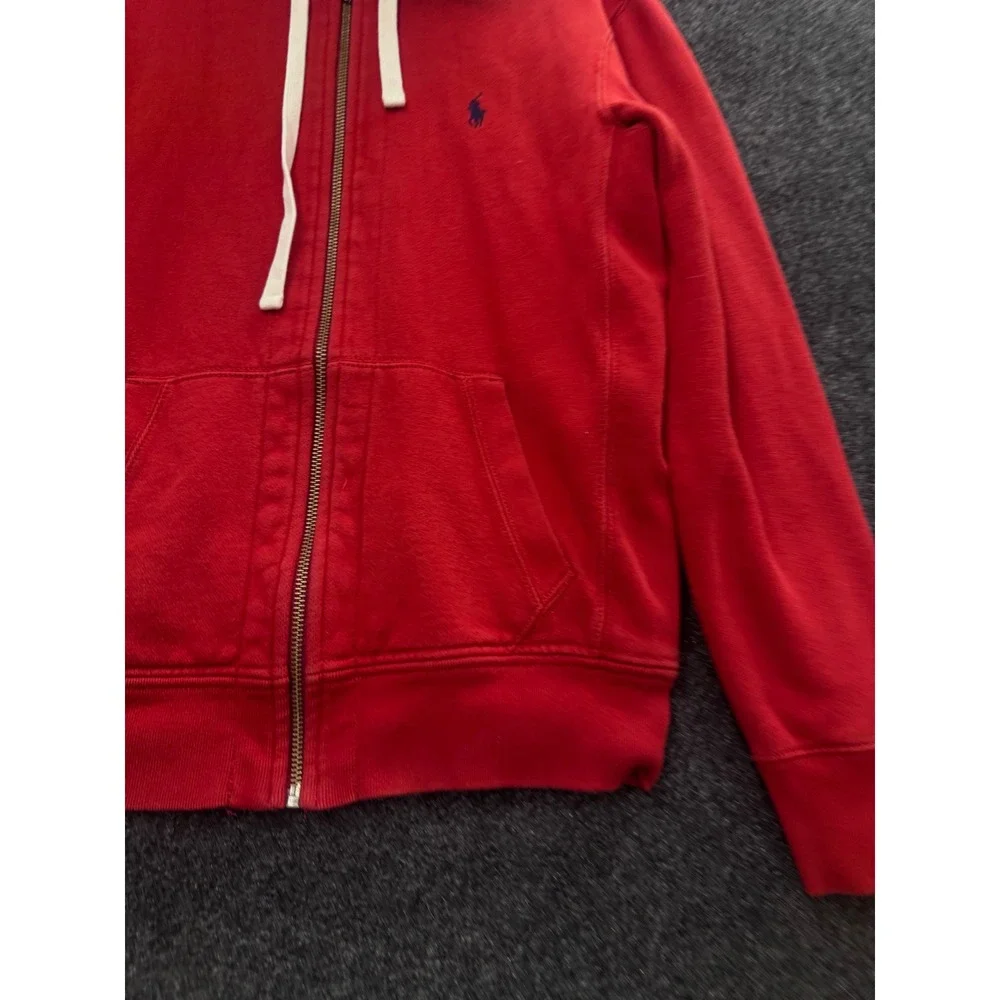 Polo Ralph Lauren Mens Red Full Zip Waffle Lined Hoodie Sweatshirt Medium